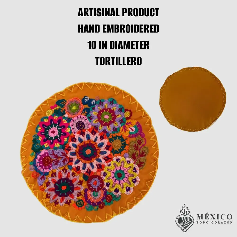 Mexican embroidered Tortillero tortilla warmer  10 in